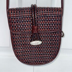 BRIGHTON One World Woven Crossbody Bag in Rich Brown Western Style 6x7